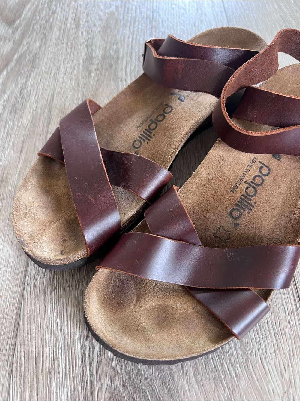 Birkenstock Papillio Lola Cognac Leather Wedge Sandals - Picture 5 of 11
